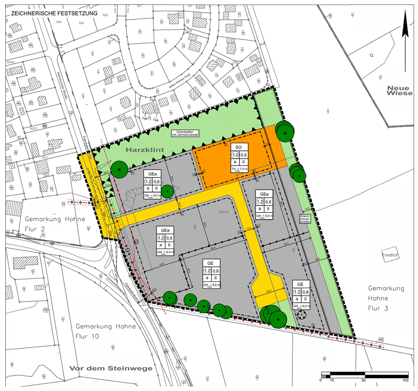 Auszug B-Plan DEA-Gewerbegebiet, Zeichnerische Festsetzung